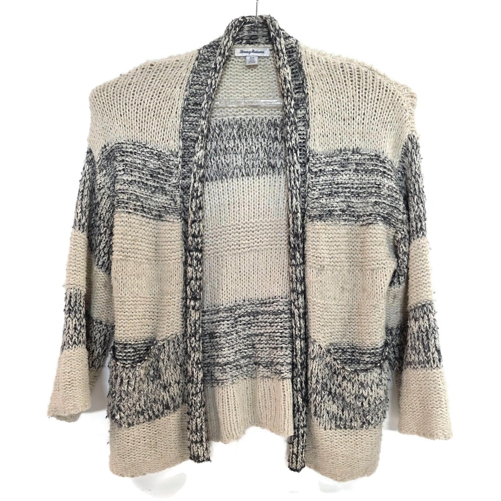 Tommy Bahama Indigo Ink‎ Open Cardigan Chucky Sweater Cozy Size Small